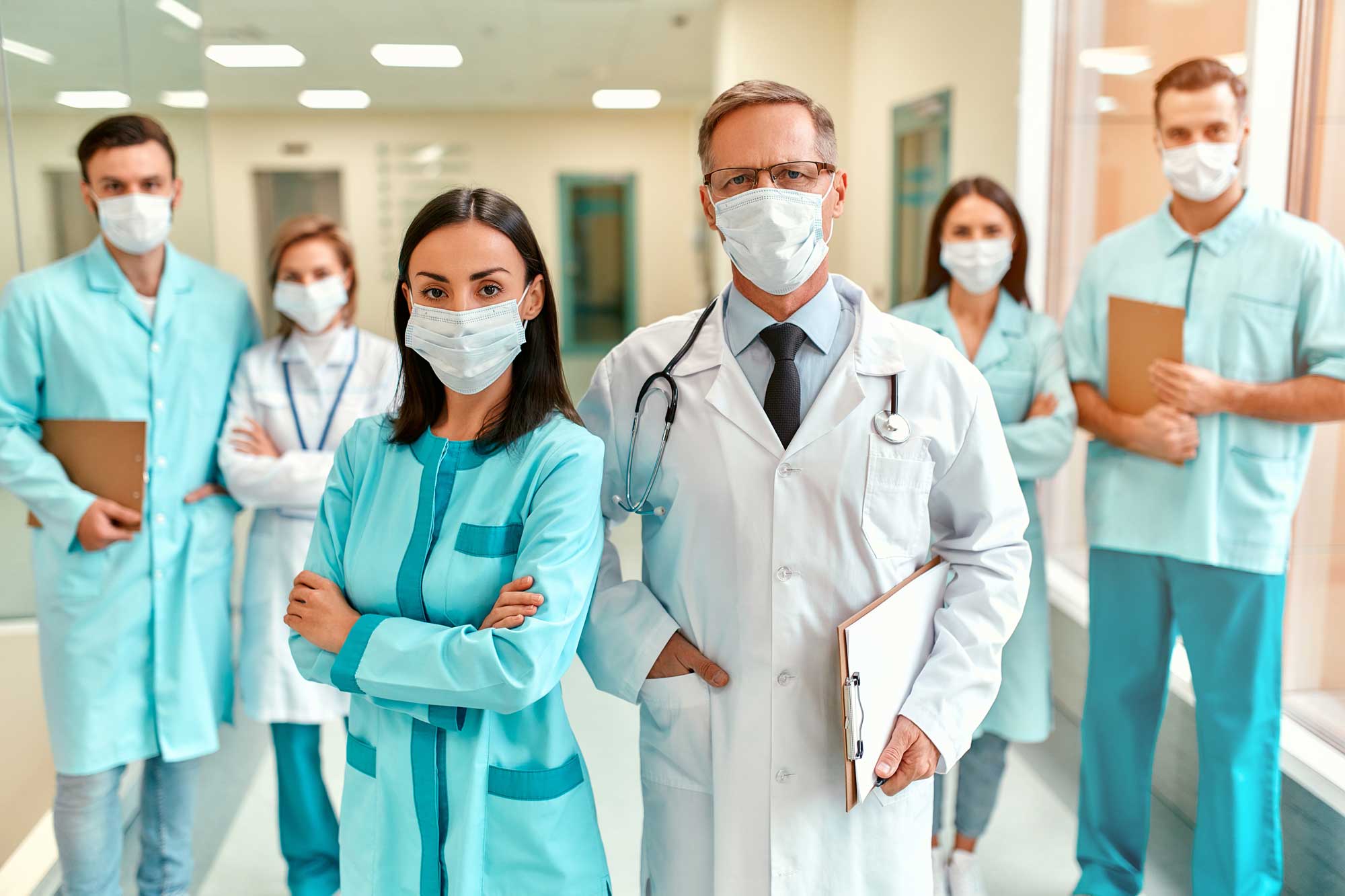 Medical team wearing facemasks